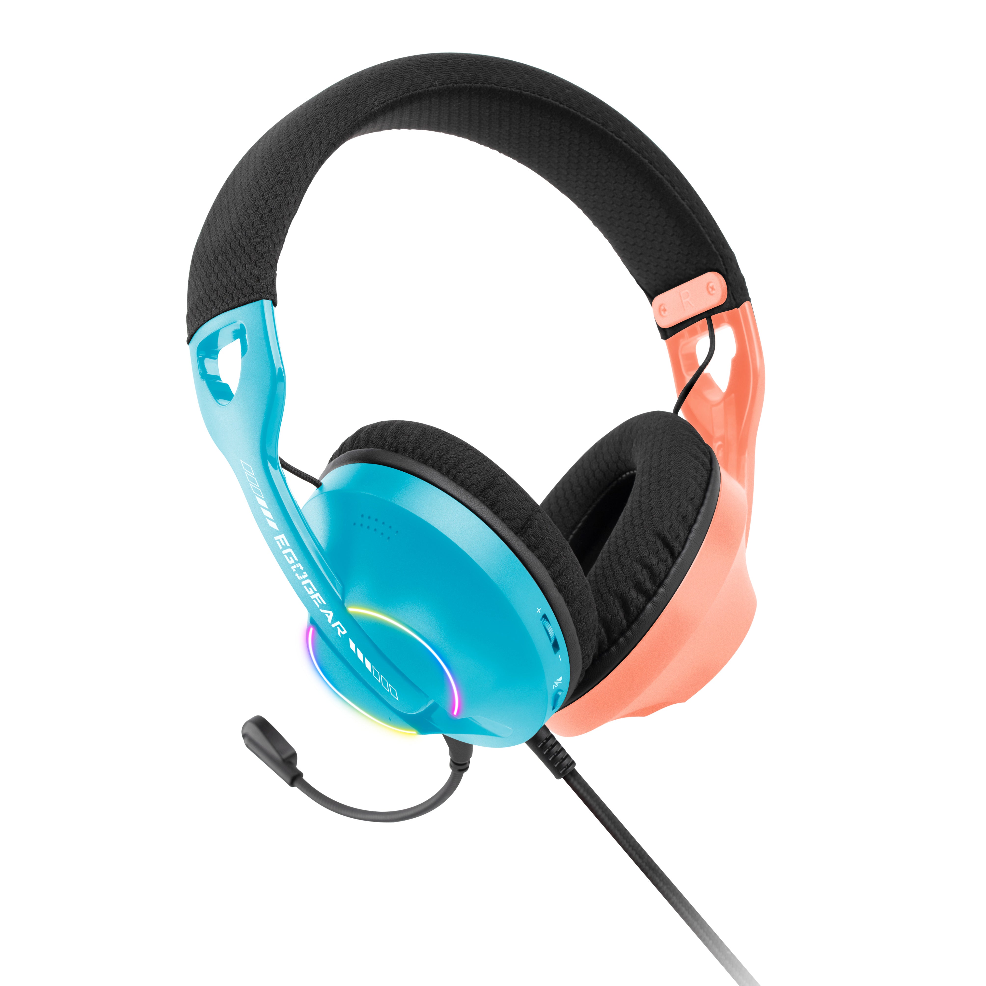 EgoGear - Casque de jeu filaire RVB SHS25 Rose et bleu pour Switch 2