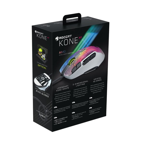 Roccat - Souris de jeu ergonomique personnalisable de nouvelle génération Kone XP avec éclairage 3D Blanche - flash vidéo
