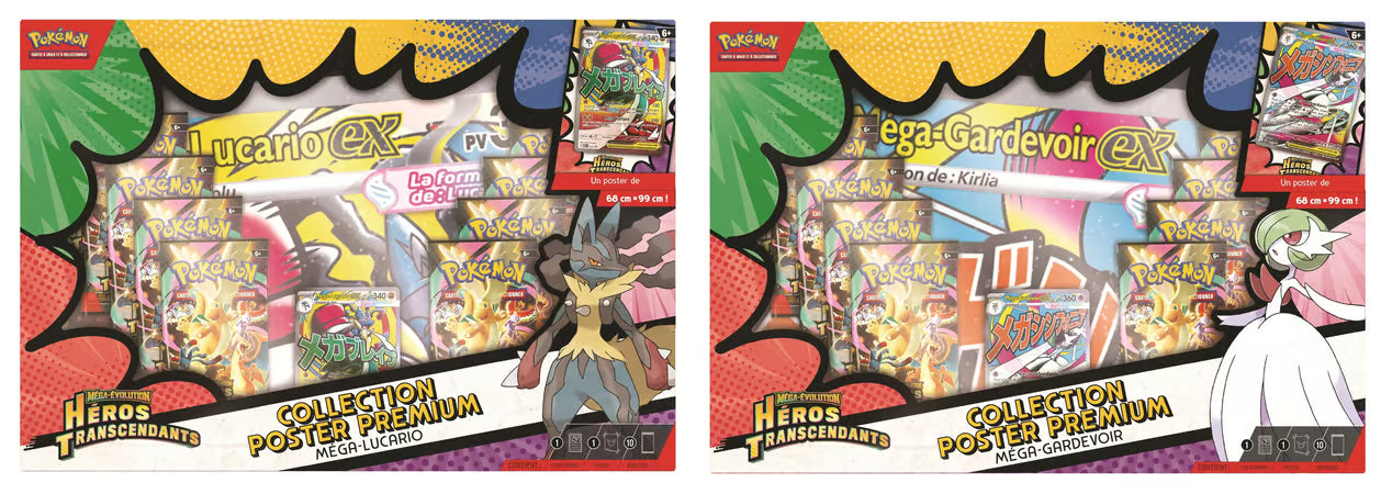 Pokémon JCC : Collection poster Premium Méga-Évolution - ME 2.5 Héros Transcendants Méga-Lucario-ex ou Méga-Gardevoir (1x boîte aléatoire)