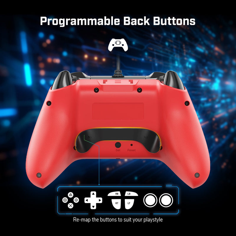 EgoGear - Manette filaire SC10 rouge avec port audio pour casque pour PS4, PS3 et PC