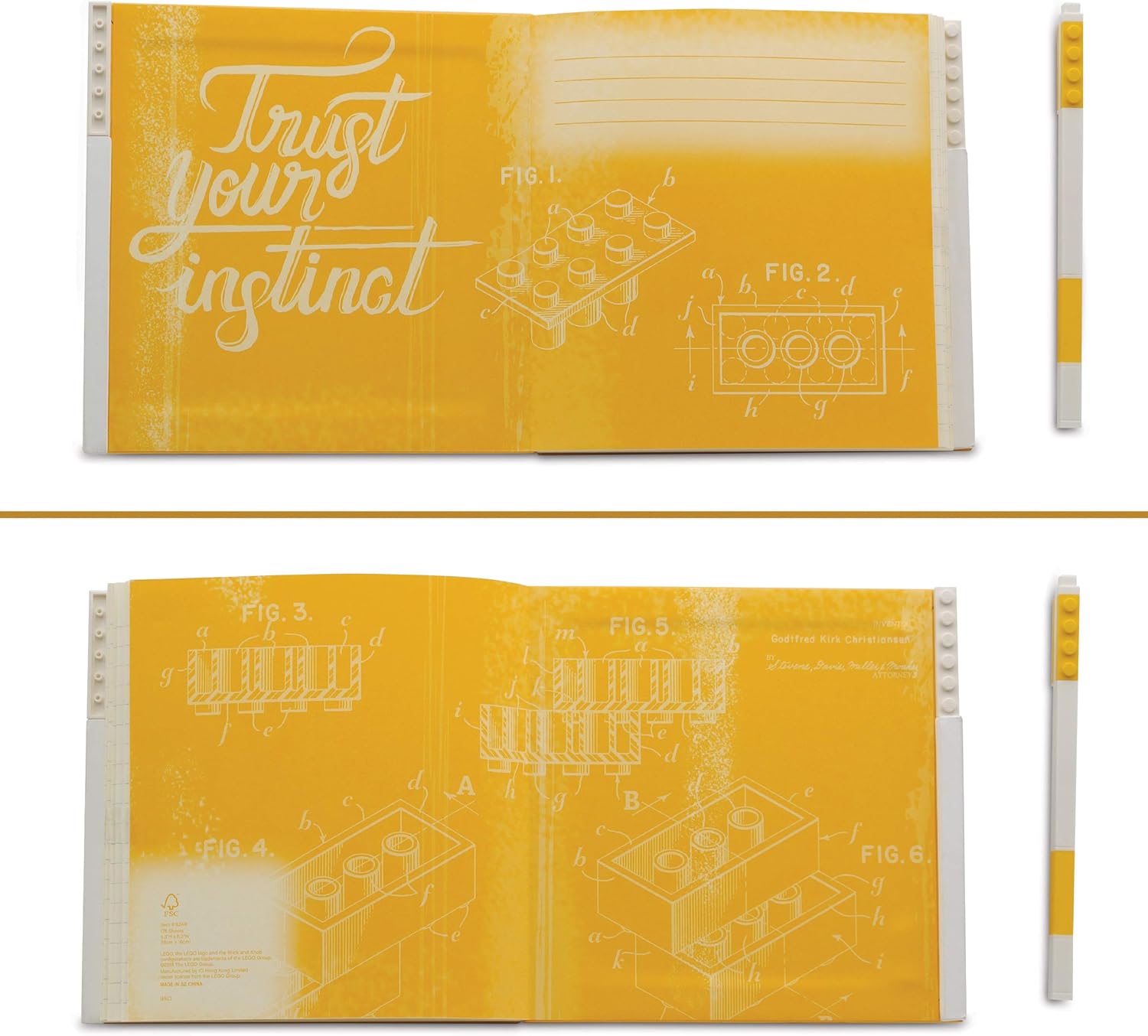 Cahier verrouillable Lego avec stylo gel - Jaune - flash vidéo