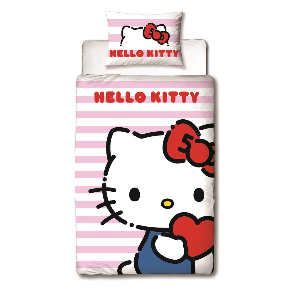 Hello Kitty - Parure de lit en microfibre (140x200cm + 63x63cm) - flash vidéo