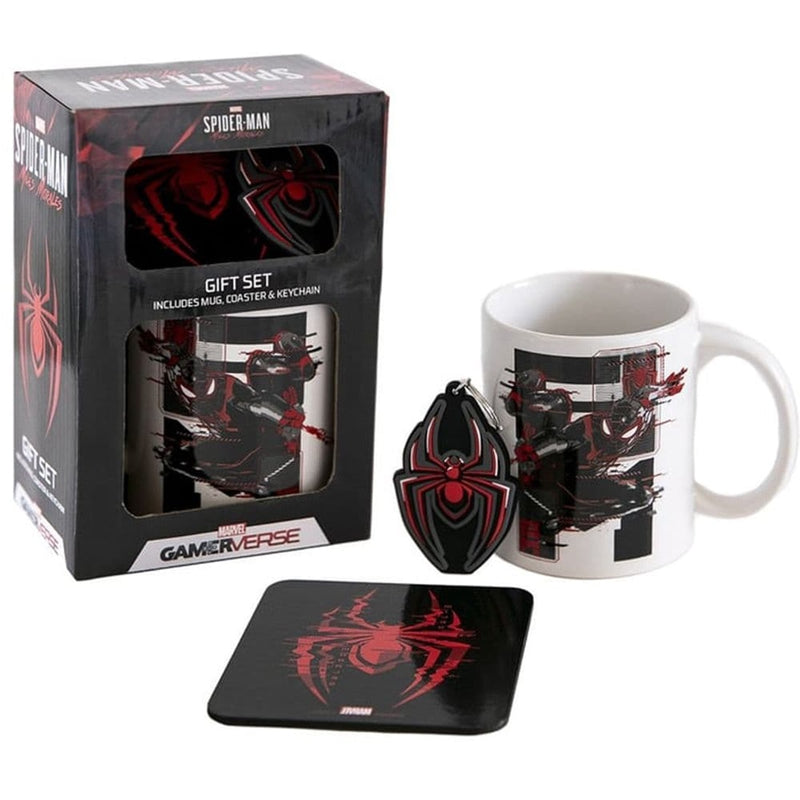Marvel - Spider-Man: Miles Morales - Coffret cadeau (Web Glitch) : Mug, dessous de verre et porte-clés