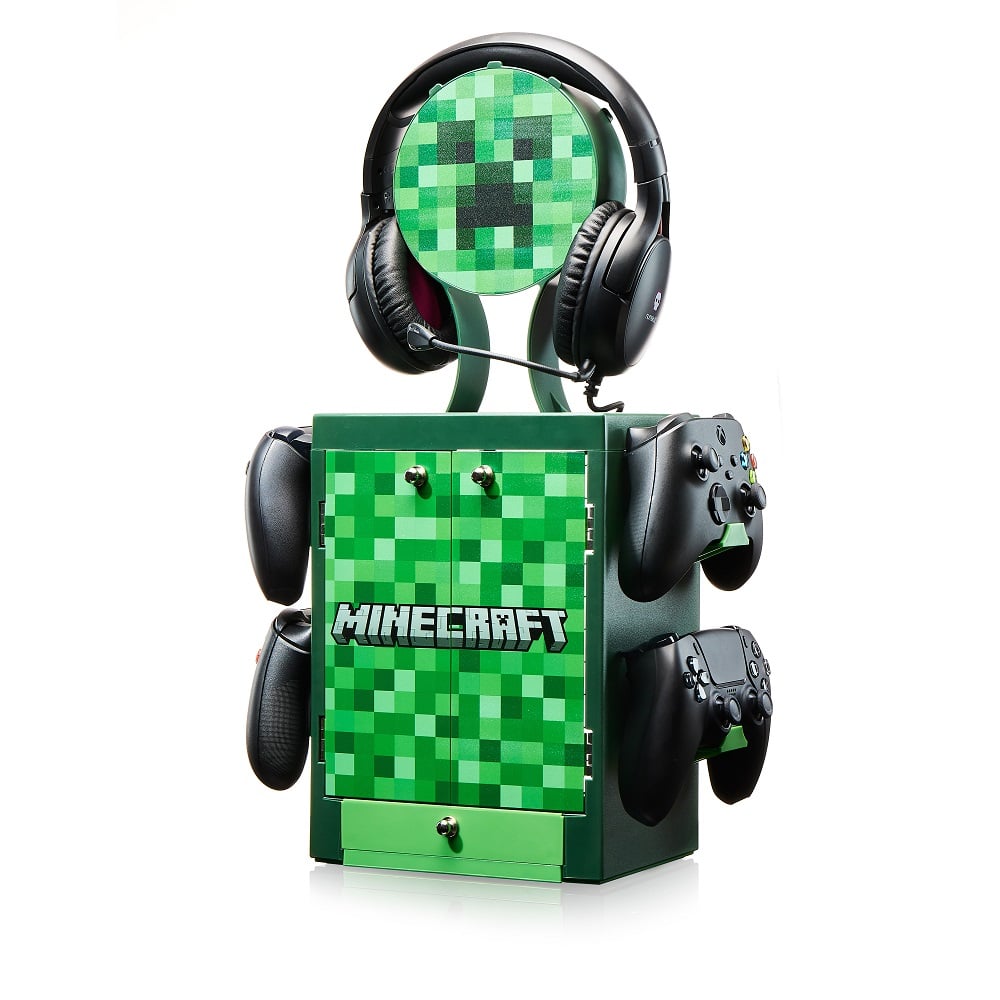 Numskull - Minecraft - Meuble de rangement de jeux inspiré du Creeper pour 4 manettes - 10 jeux - 1 casque - flash vidéo