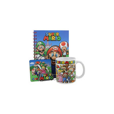 Nintendo - Super Mario - Coffret cadeau : Mug, carnet, dessous de verre et porte-clés