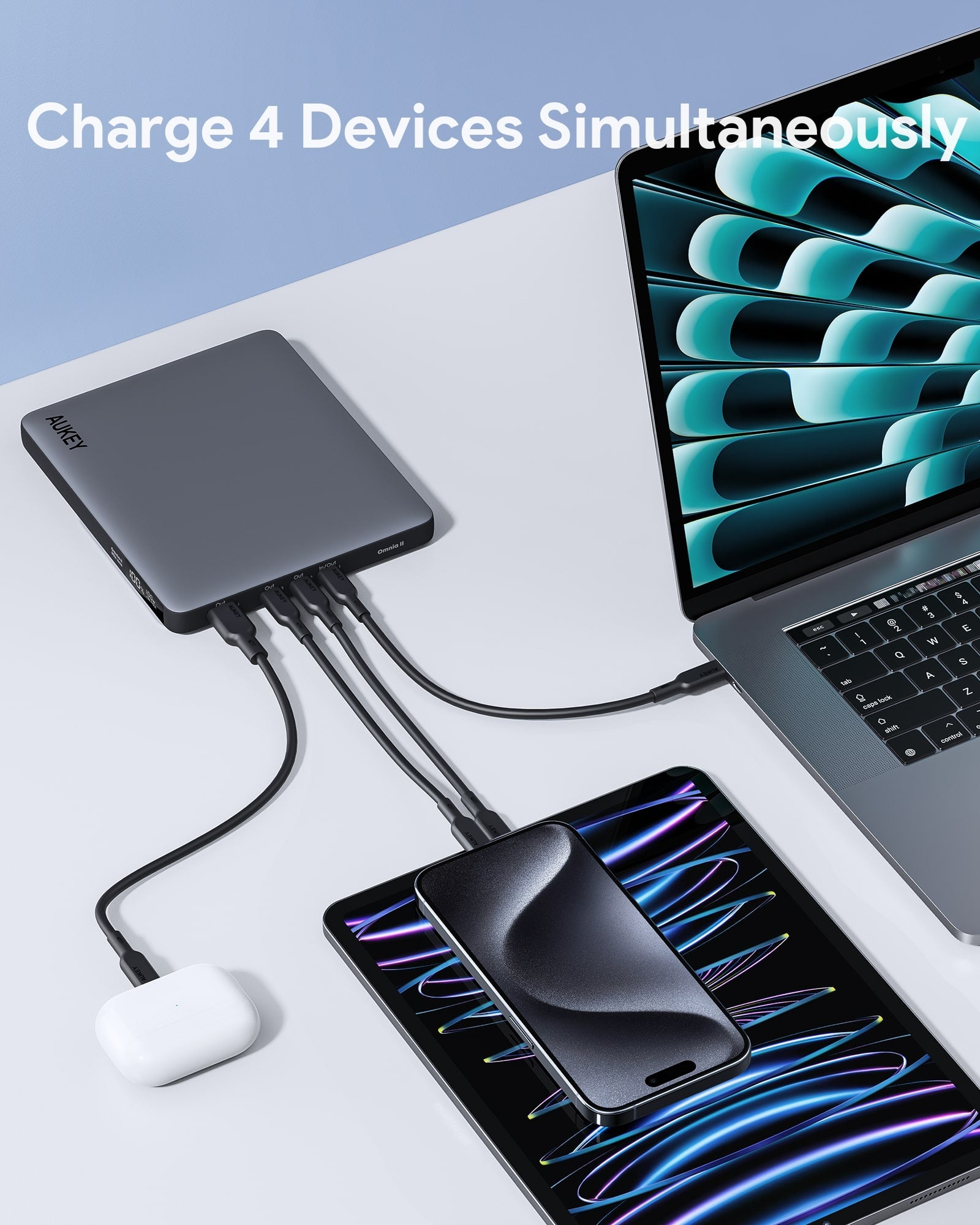 Aukey - Power Bank Noire Sprint X 20000mAh 100W Charge rapide
