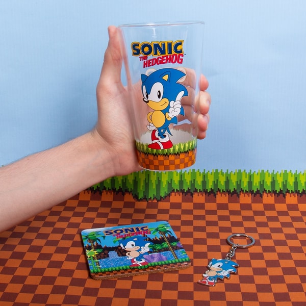 Sonic the Hedgehog - Coffret cadeau verre, dessous de verre et porte-clés