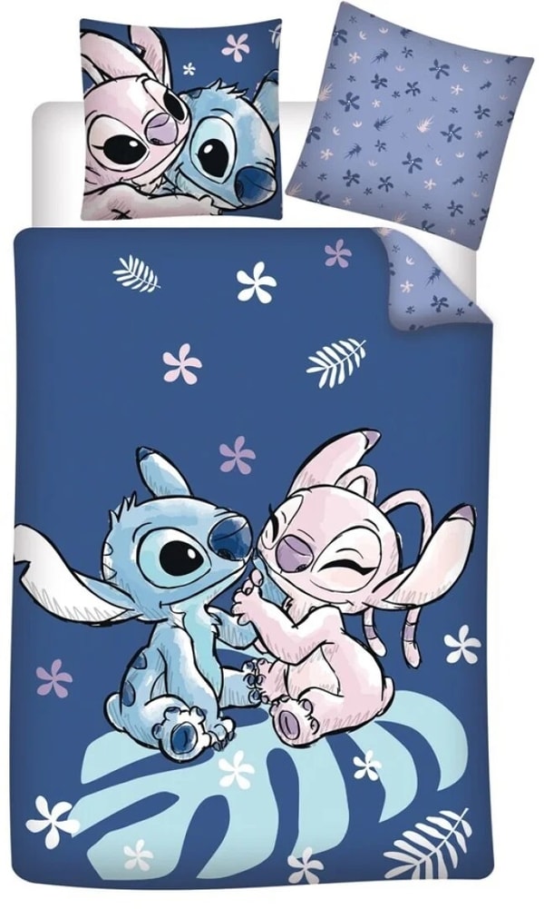 Lilo et Stitch - Housse de couette en polycoton Stitch et Angel (140x200cm + 65x65cm) - flash vidéo