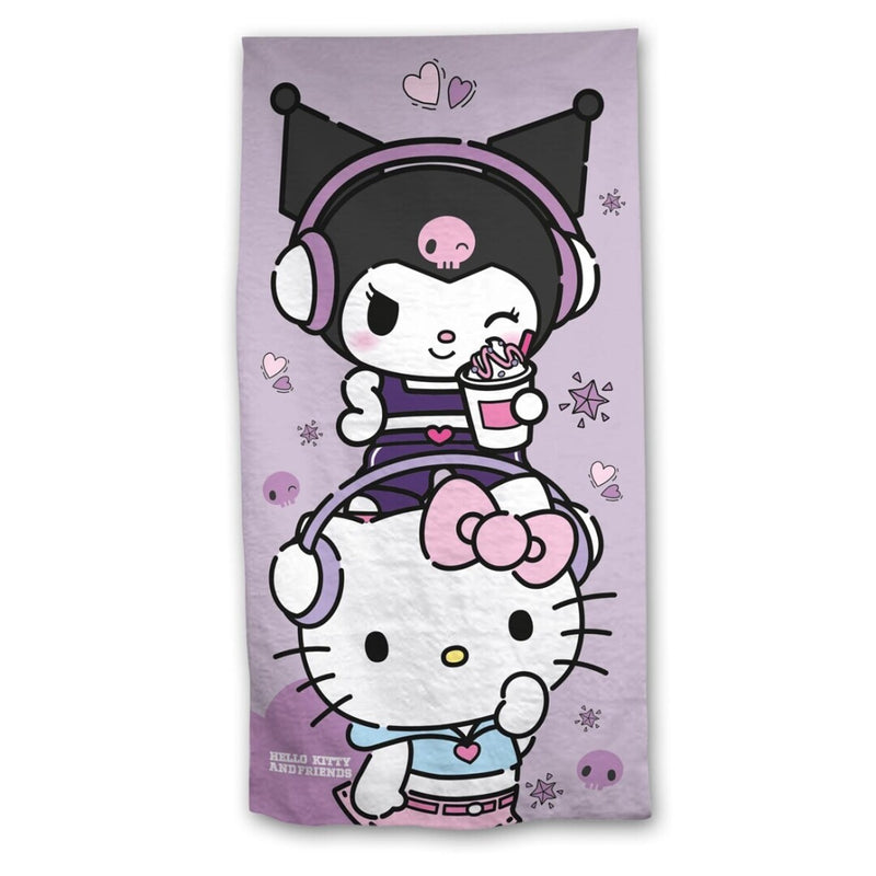 Hello Kitty - Serviette de plage en polyester "Hello Kitty et Kuromi" (140x70cm)
