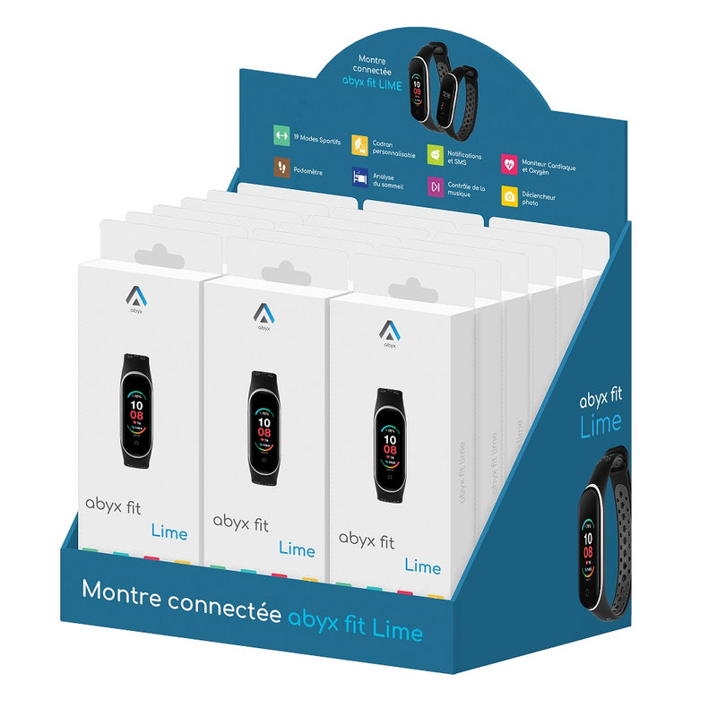 Abyx Fit - Lime - Montre connectée Noire Display (18 Unités)