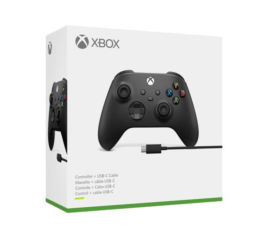 Manette sans fil Xbox Carbon Black + Cable USB-C pour Xbox Series X|S, Xbox One, Windows 10 et Mobile