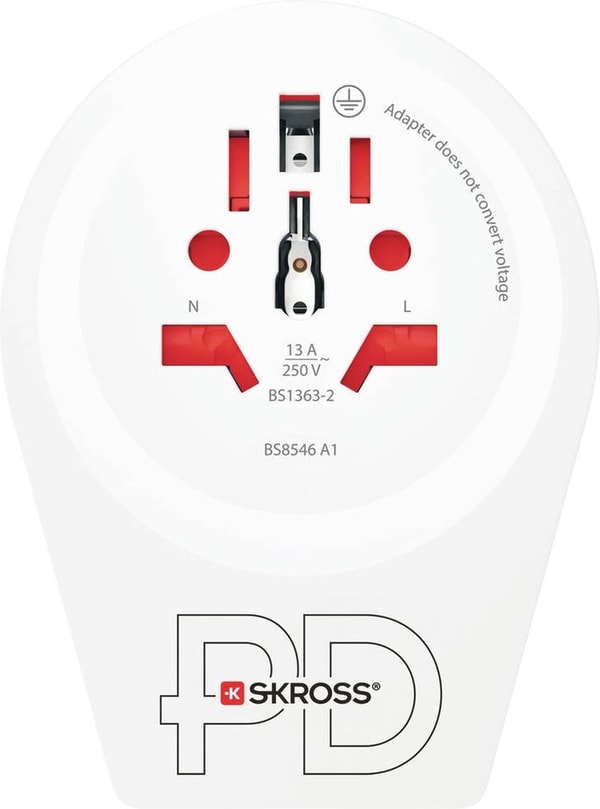 Skross - Adaptateur de voyage Monde vers Europe 16A + USB C - flash vidéo