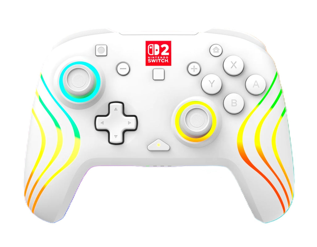 Turtle Beach - Manette de jeu RGB sans fil Afterglow Wave blanche pour Nintendo Switch 2, Switch, Switch Lite et Switch modèle OLED