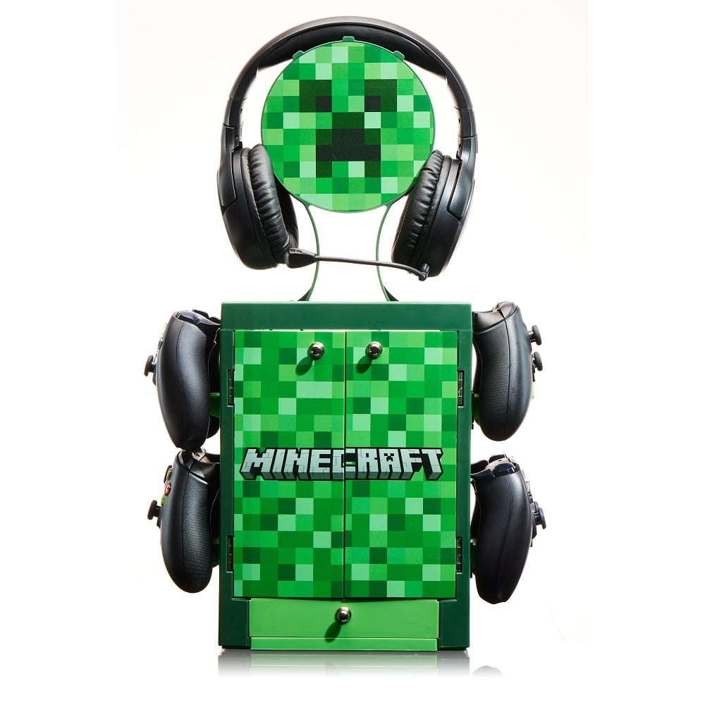 Numskull - Minecraft - Meuble de rangement de jeux inspiré du Creeper pour 4 manettes - 10 jeux - 1 casque - flash vidéo