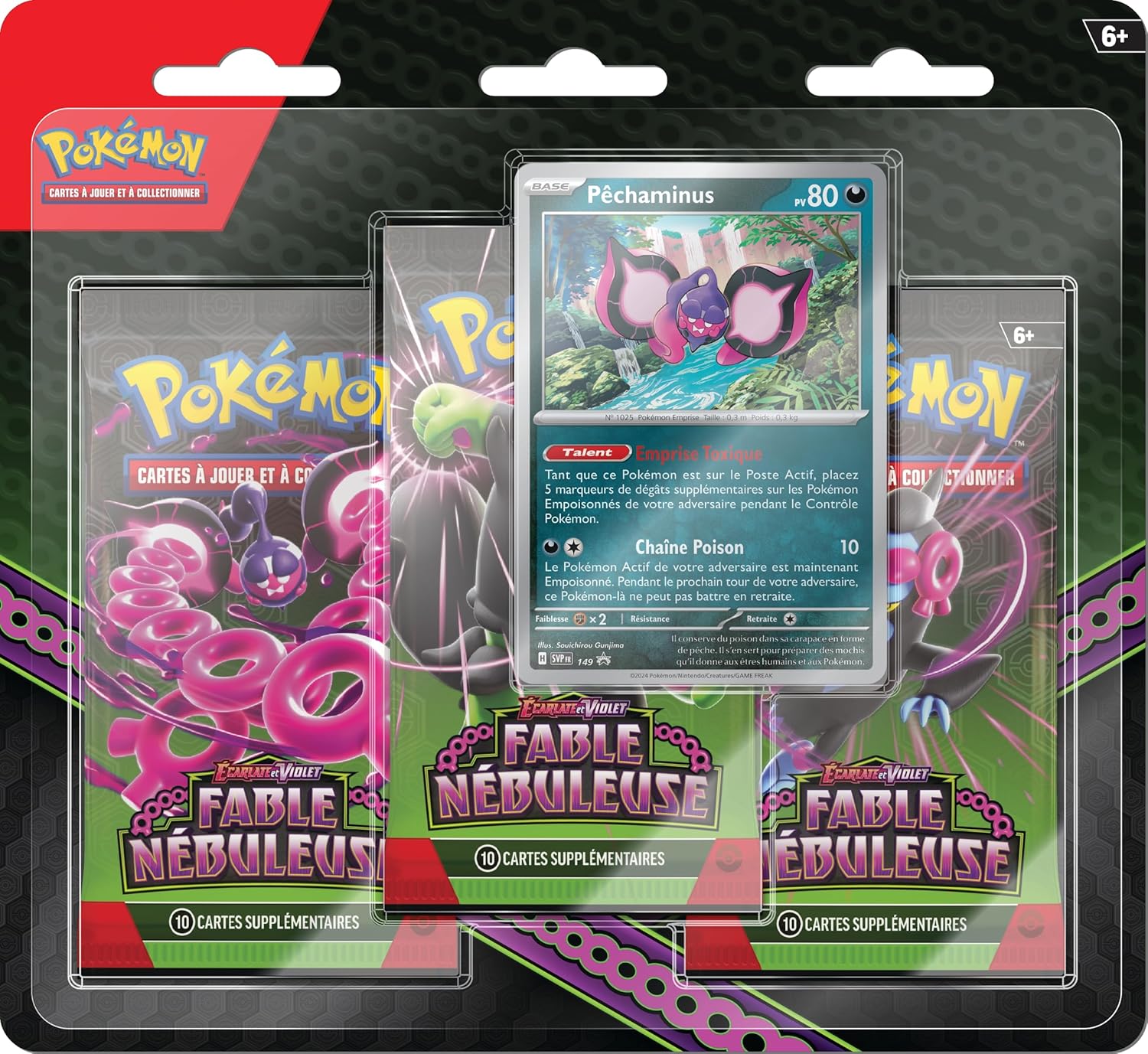 Pokémon JCC - Écarlate et Violet - Blister de trois boosters avec carte promo Fable Nébuleuse - flash vidéo