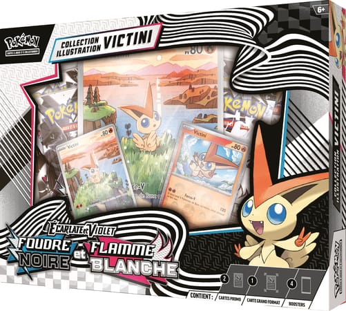 Pokémon JCC : Collection Illustration Victini Écarlate et Violet - EV 10.5 Foudre Noire et Flamme Blanche