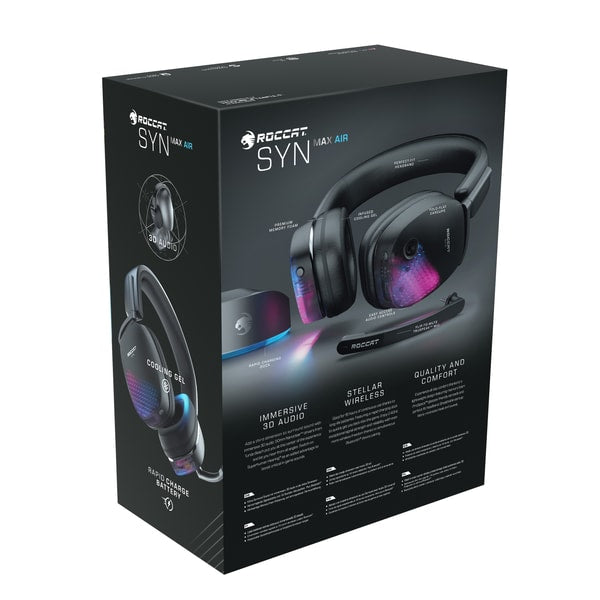 Roccat - Casque gaming RGB sans fil avec audio 3D et station Syn Max Air pour PC, PlayStation et Nintendo Switch - flash vidéo