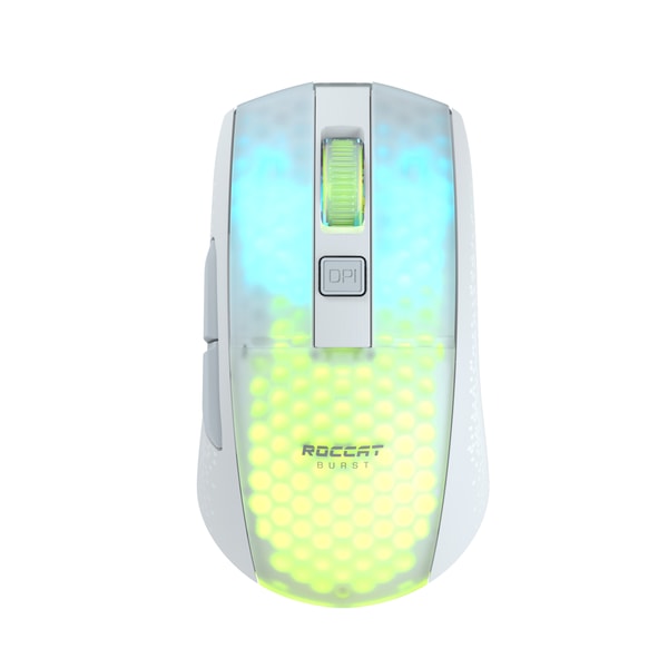 Roccat - Souris de jeu optique RGB sans-fil et légère Burst Pro Air Blanche - flash vidéo