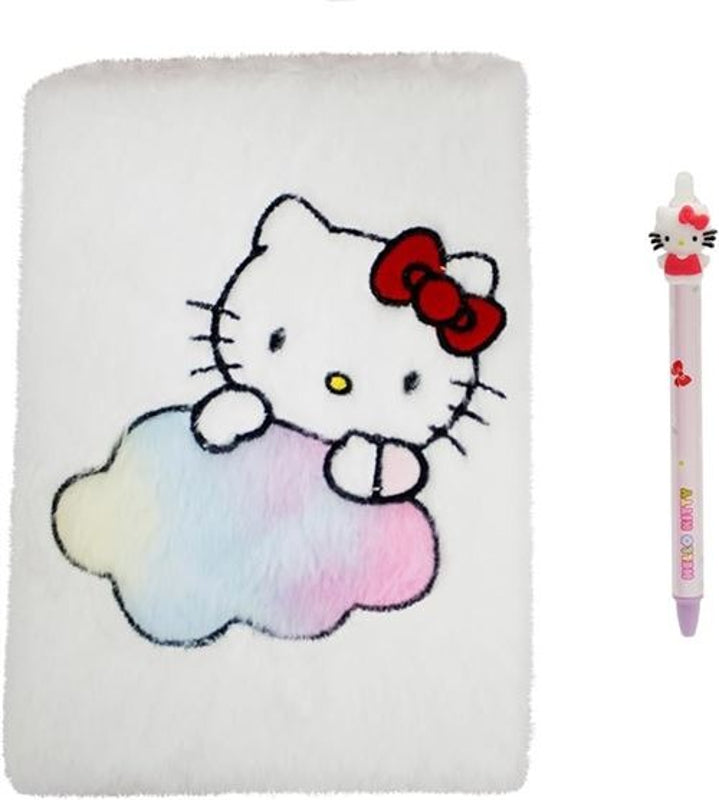 Sanrio - Ensemble cahier et stylo à bille Hello Kitty en peluche