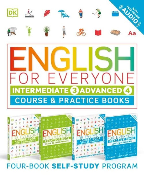 ENGLISH FOR EVERYONE: INTERMEDIATE AND ADVANCED BOX SET ; COURSE AND PRACTICE BOOKS-FOUR-BOOK SELF-STUDY PROGRAM