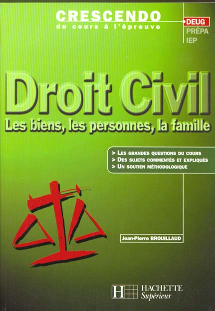 Droit civil ; les biens les personnes la famille
