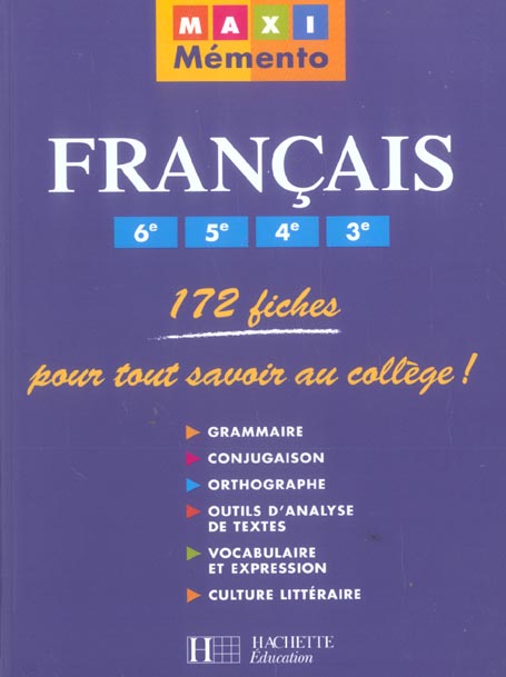 MAXI MEMENTO : français ; 6e, 5e, 4e, 3e