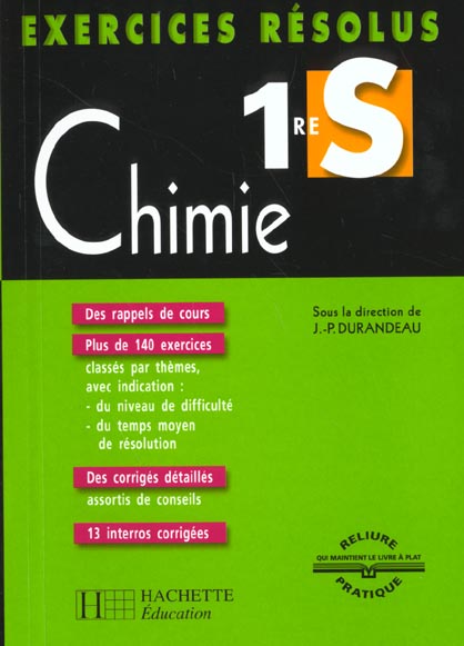 Exercices resolus ; chimie 1e s