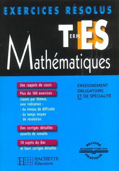 Mathematiques ; terminale es ; enseignement obligatoire et de specialite ; edition 2002