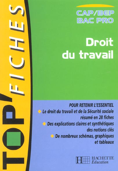 Top'fiches ; droit du travail ; cap bep bac pro