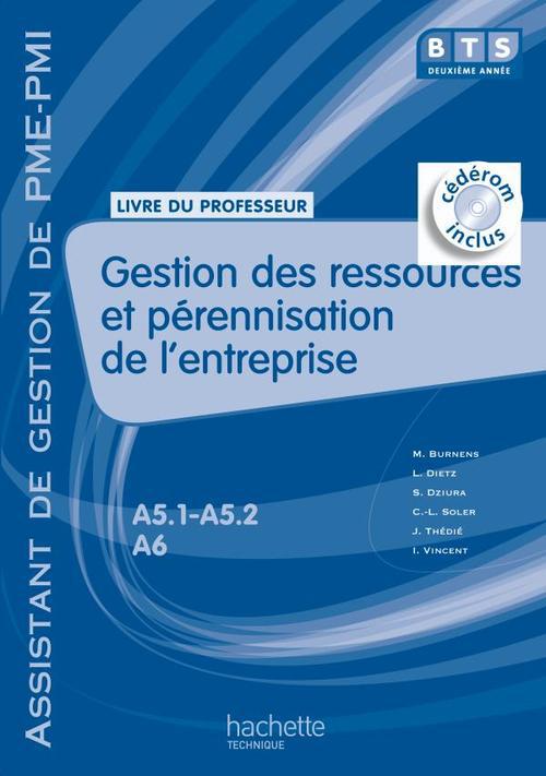 Gestion des ressources et pérennisation de l'entreprise ; BTS 2ème année PME/PMI ; livre du professeur (édition 2010)