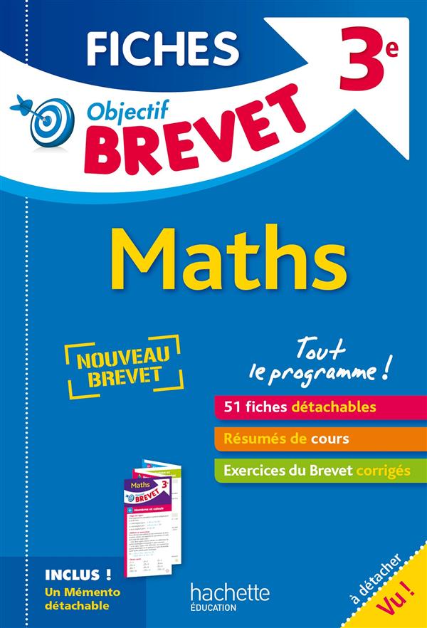 Objectif brevet : 3ème ; fiches détachables maths