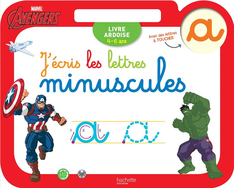 Ardoise Avengers ; j'écris les lettres minuscules