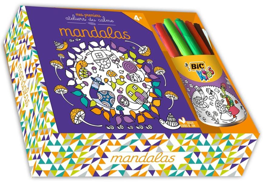 Mandalas ; avec pot de feutres bic kids