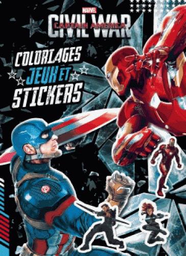 Coloriages, jeux et strickers : Civil War ; Captain America