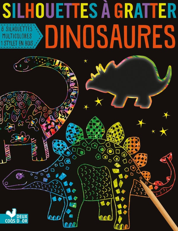 Silhouettes à gratter ; dinosaures