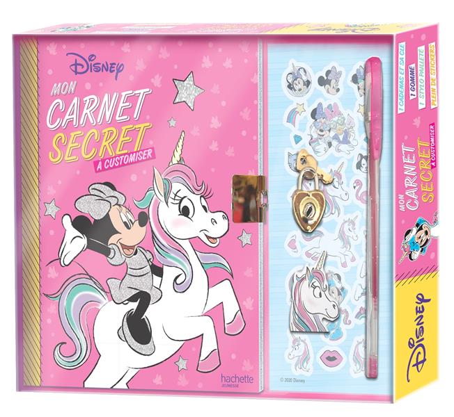Mon carnet secret à customiser ; Minnie et licorne