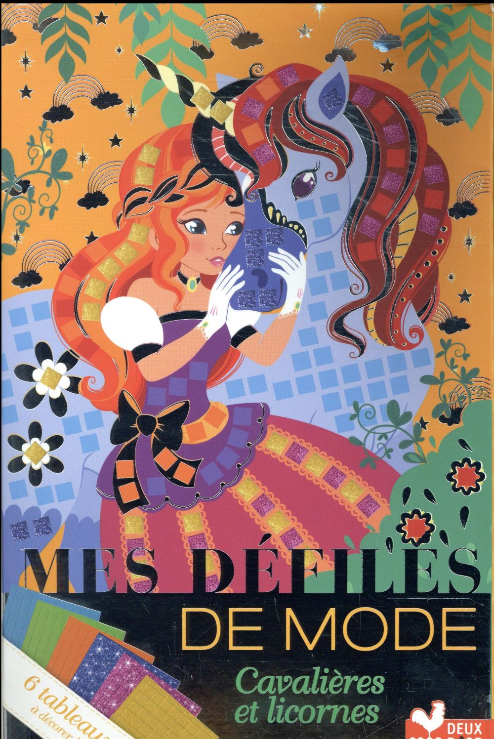 Défilés de mode : cavalières ; boîte créative avec mosaïques mousse brillantes