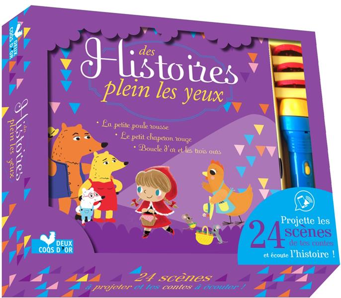 Des histoires plein les yeux ; coffret avec lampe magique et flash code