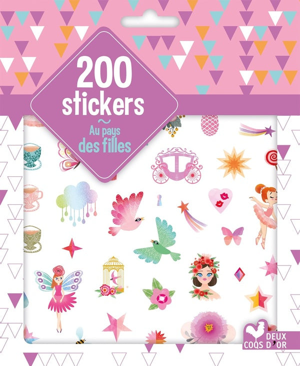 GOMMETTES : 200 stickers au pays des filles ; pochette d'autocollants