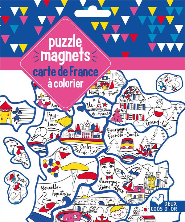 GOMMETTES : puzzle magnets carte de france à colorier