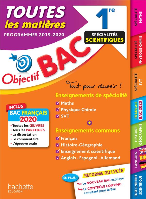 Objectif bac : 1re enseignements communs + spécialités maths-physique-chimie-SVT (édition 2020)