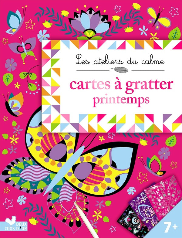 Les ateliers du calme : cartes à gratter ; printemps