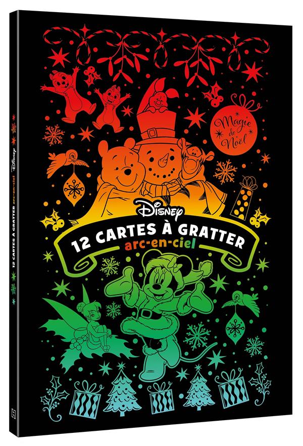 Les ateliers Disney : 12 cartes à gratter arc-en-ciel ; magie de Noël