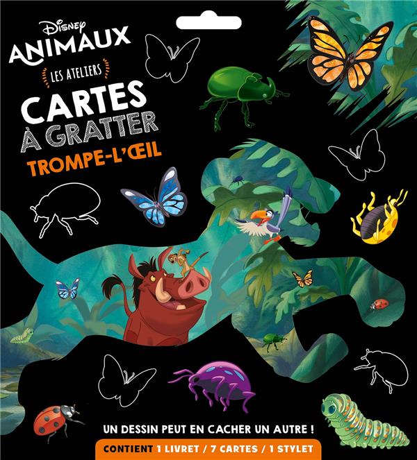 Les ateliers Disney : Disney animaux : cartes à gratter ; trompe-l'oeil
