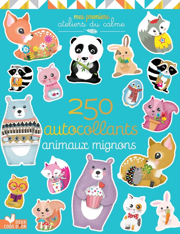 250 autocollants ; animaux mignons
