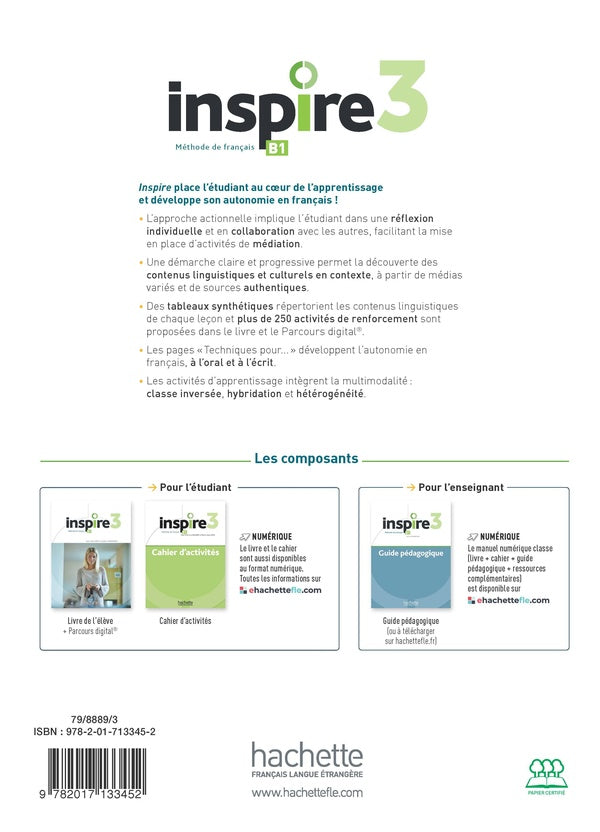 Inspire 3 : FLE ; livre de l'élève