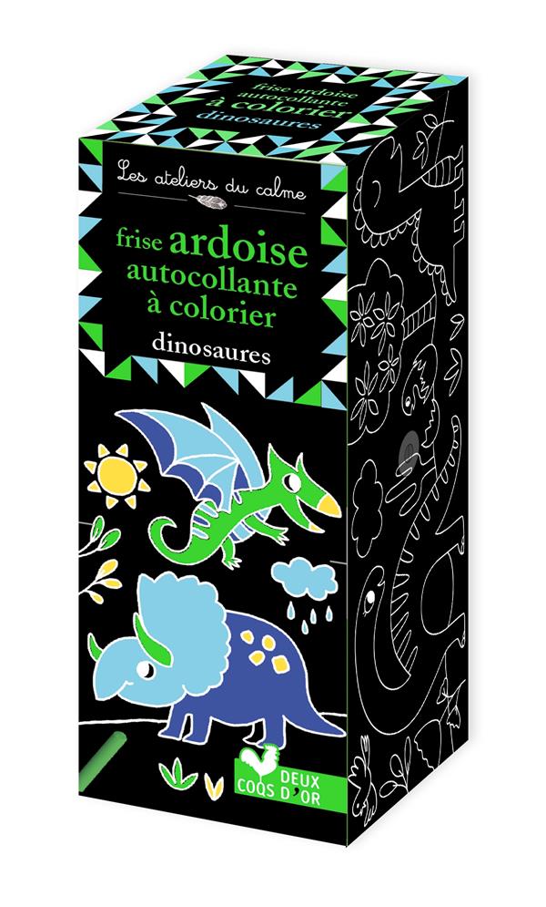 Les ateliers du calme : frise ardoise autocollante à colorier ; dinosaures
