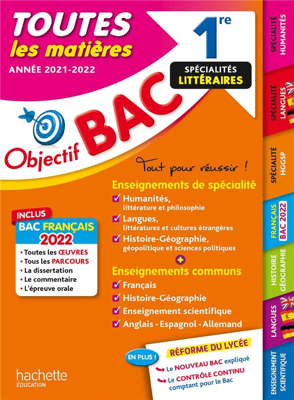 Objectif bac : toutes les matières ; 1re spécialités littéraires (édition 2021/2022)