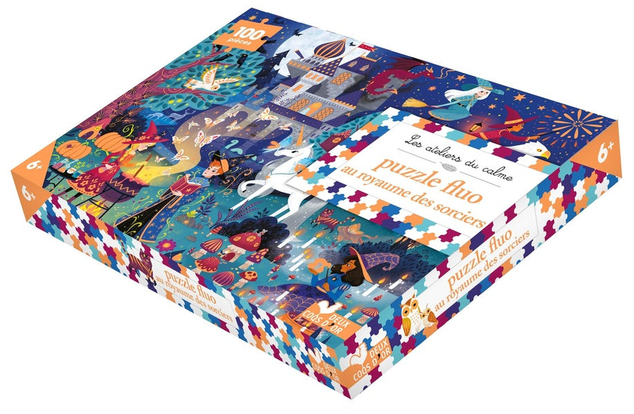 Les ateliers du calme : puzzle fluo : au royaume des sorcières