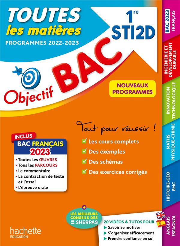 Objectif bac : toutes les matières ; 1re STI2D (édition 2023)